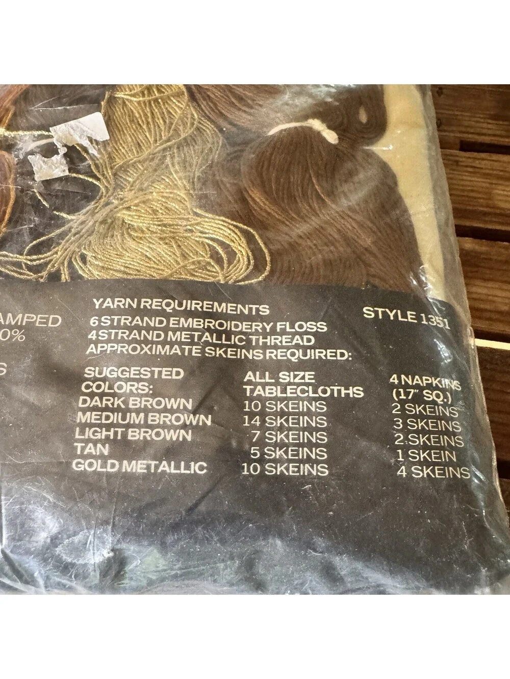 Vintage NOS Country Cloth Embroidery Tablecloth Kit Wheat Harvest 60x90 #1351
